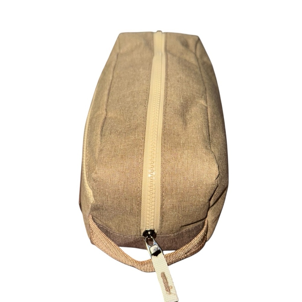 📌BellRuso Tan Canvas Toiletry Dopp Kit Travel Zip Pouch 10x5 - Picture 3 of 5